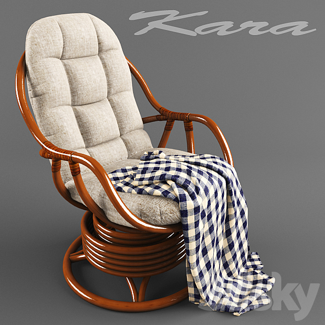 Kara rocking chair with cushion Utomo Rattan 3ds Max - thumbnail 3