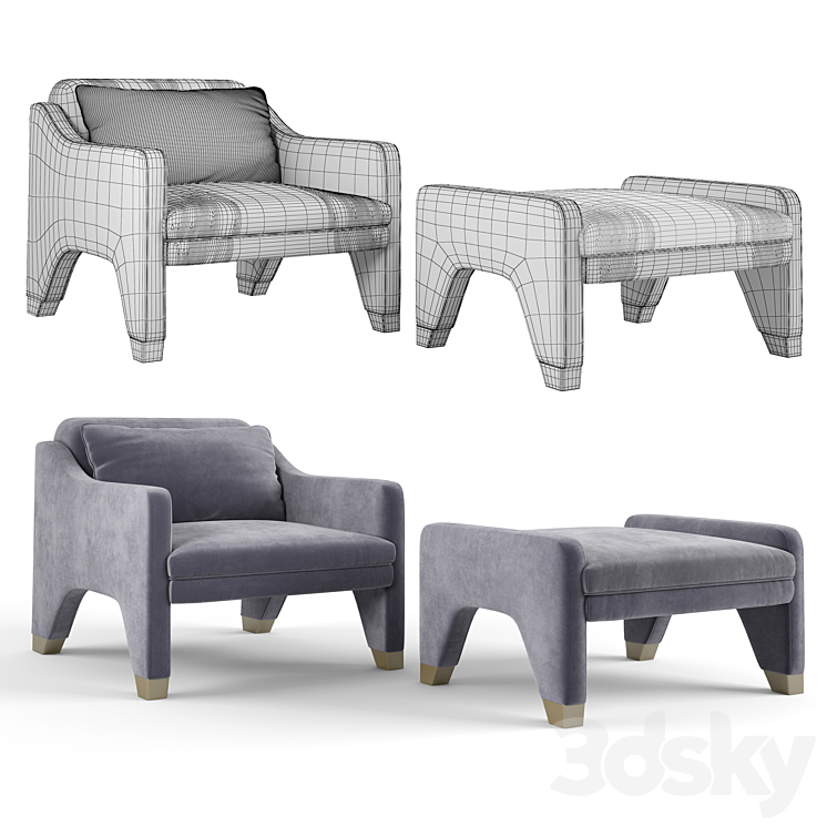 Kelly Hoppen Armchair LYNDON. 3DS Max - thumbnail 2