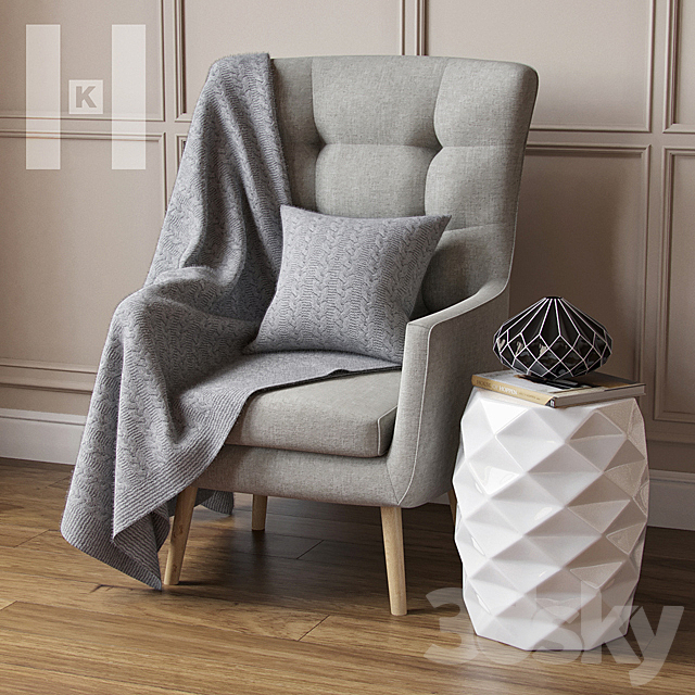 Kelly Hoppen | Wing Accent Chair 3ds Max - thumbnail 1