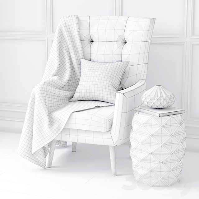 Kelly Hoppen | Wing Accent Chair 3ds Max - thumbnail 3