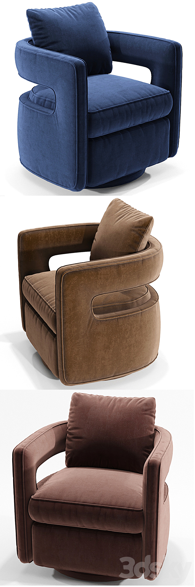 Kennedy Navy Swivel Chair 3DSMax File - thumbnail 2