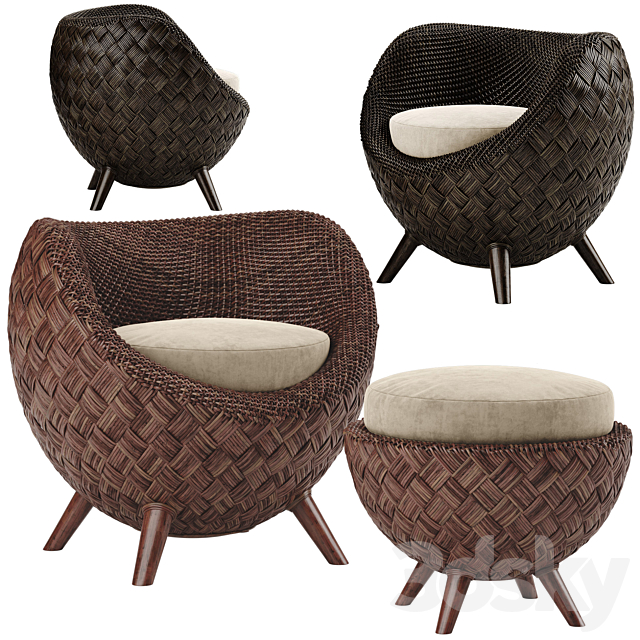 Kenneth Cobonpue La luna armchair 3DSMax File - thumbnail 1