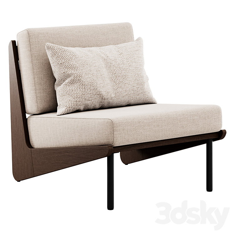 Kinney Teak Lounge Chair by Crate and Barrel 3DS Max Model - thumbnail 1