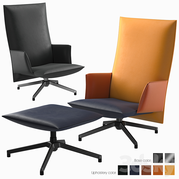 KNOLL Pilot armchair Upholstered + Ottoman 3DS Max - thumbnail 1