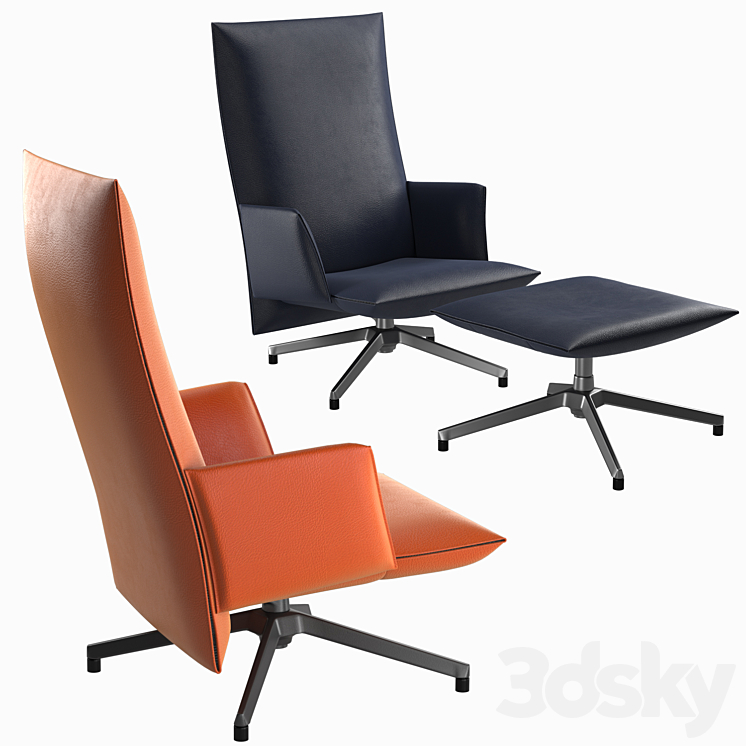 KNOLL Pilot armchair Upholstered + Ottoman 3DS Max - thumbnail 2