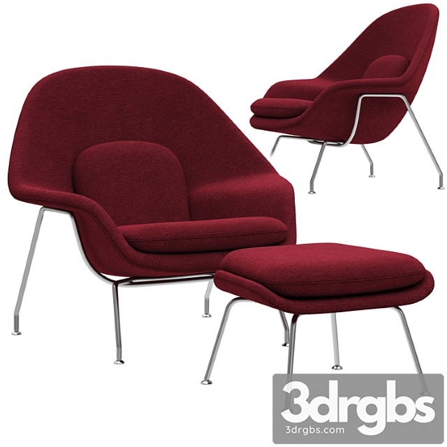 Knoll saarinen womb chair and ottoman 3dsmax Download - thumbnail 1