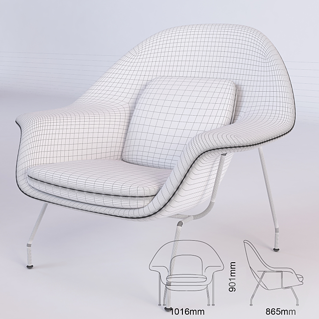 Knoll Womb chair 3ds Max - thumbnail 3