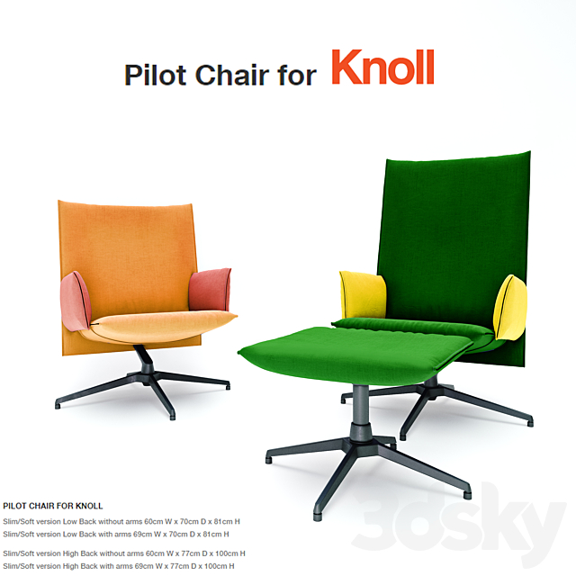 Knoll_Pilot Chair 3ds Max - thumbnail 2