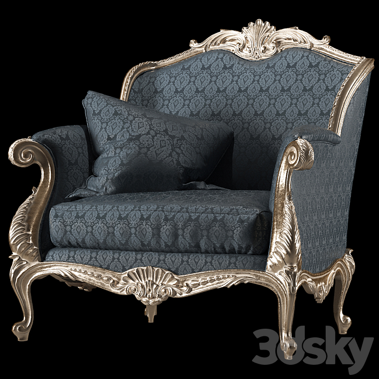 kosovart rococo armchair 3DS Max Model - thumbnail 1