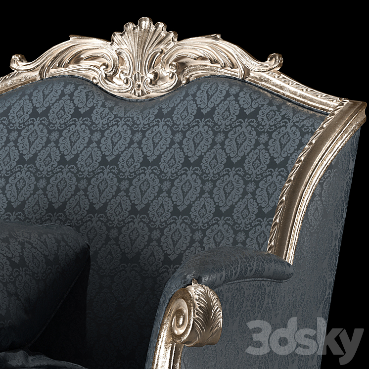 kosovart rococo armchair 3DS Max Model - thumbnail 2