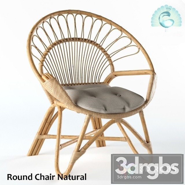 Kouboo Armchair Round Rattan Loop Armhair 3dsmax Download - thumbnail 1