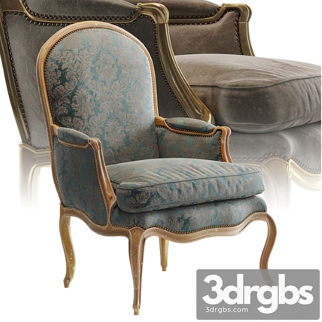 L.xv bergere Armchair 3dsmax Download - thumbnail 1