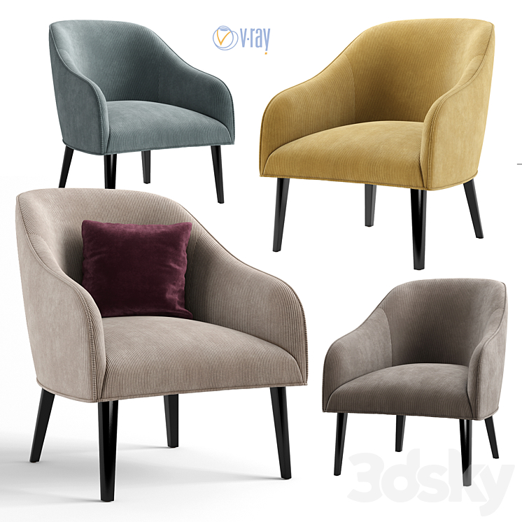 La Forma. LOBBY Bobly corduroy armchair. 3DS Max - thumbnail 1