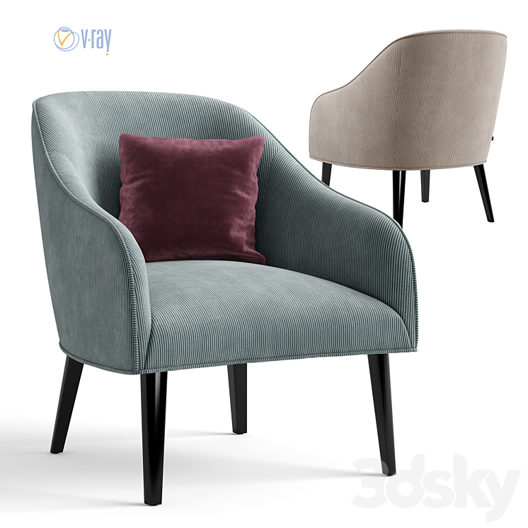 La Forma. LOBBY Bobly corduroy armchair. 3DS Max - thumbnail 2