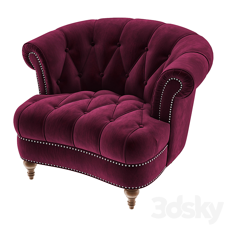 LA ROSA TUFTED Accent Armchair 3DS Max - thumbnail 2