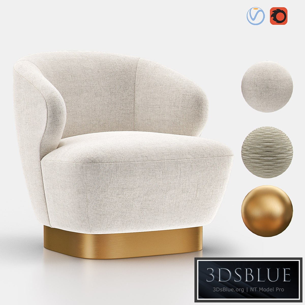 LAMBERT Swivel Chair BAU3103C 3DS Max - thumbnail 3