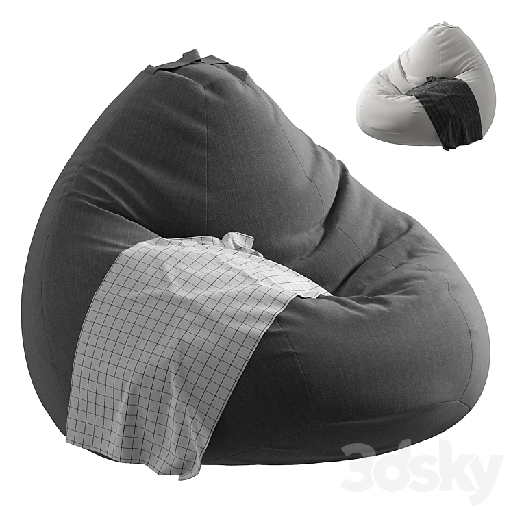 Large BeanBag Cover beanbag chair 2 3DS Max Model - thumbnail 1