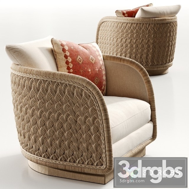 Laura Kirar Coastal Braided Swivel Louge Armchair 3dsmax Download - thumbnail 1