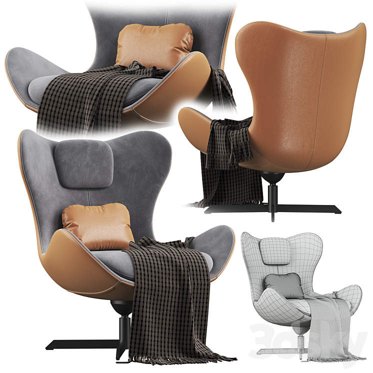 Lazy armchair 3DS Max - thumbnail 2