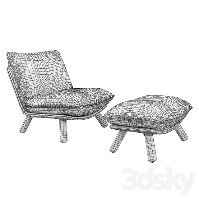 Lazy Sack lounge chair & hocker 3DS Max Model - thumbnail 3