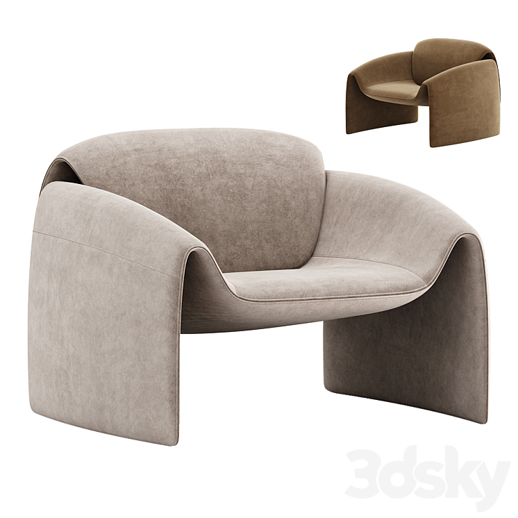 Le Club Armchair By Poliform 3DS Max Model - thumbnail 2