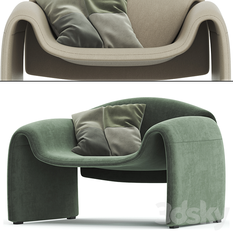 Le Club Armchair By Poliform 3DS Max - thumbnail 1