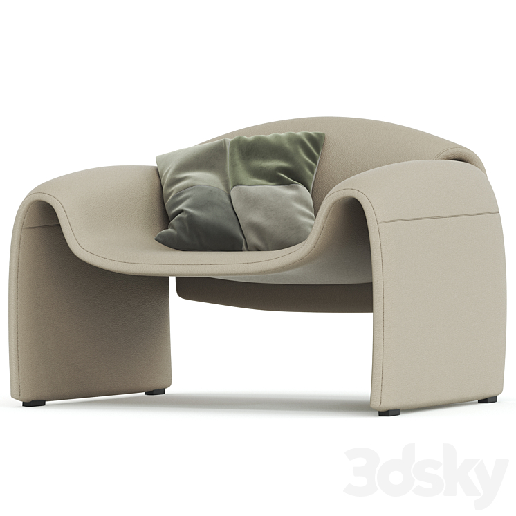 Le Club Armchair By Poliform 3DS Max - thumbnail 2