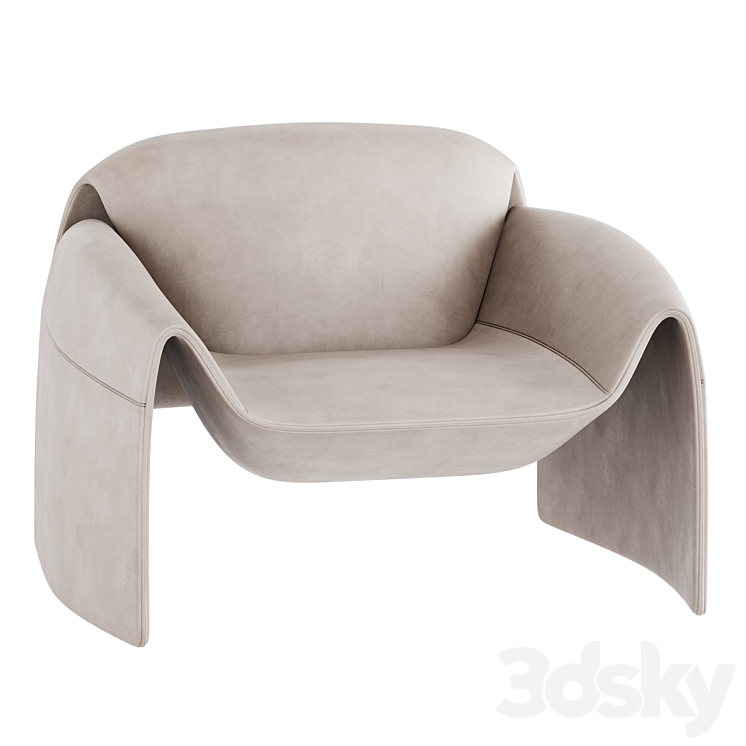 Le Club Armchair By Poliform 3DS Max - thumbnail 2