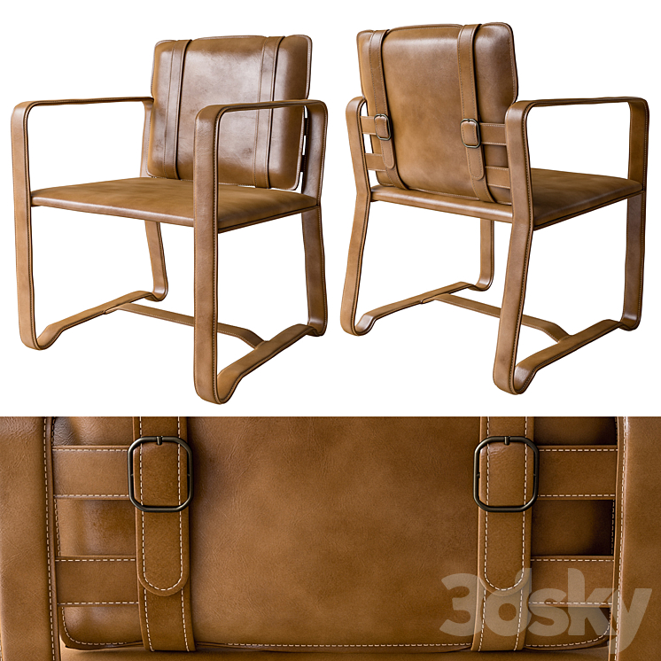 Leather Belt Camel Chair 3DS Max - thumbnail 1