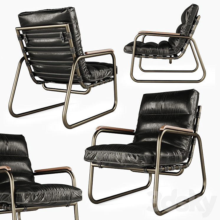 Leather chair \/ Monroe chair 3DS Max - thumbnail 1