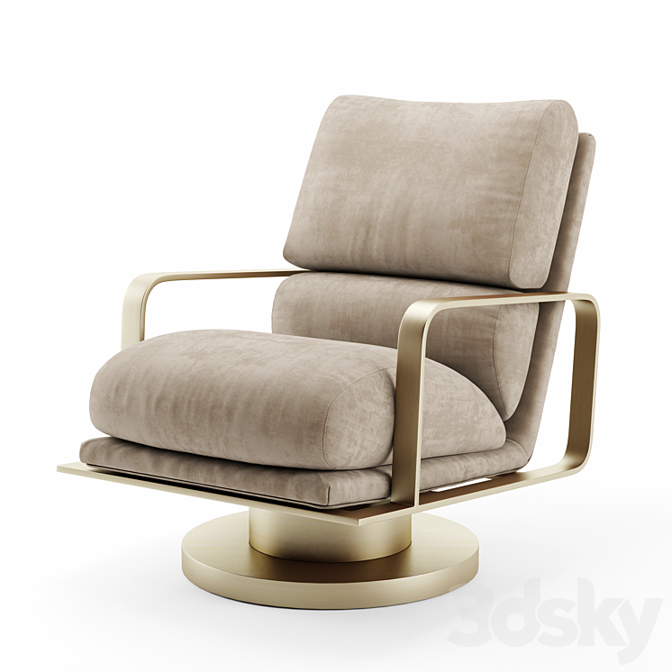 Leather Rocking Swivel Chair Restoration Hardware 3DS Max - thumbnail 1