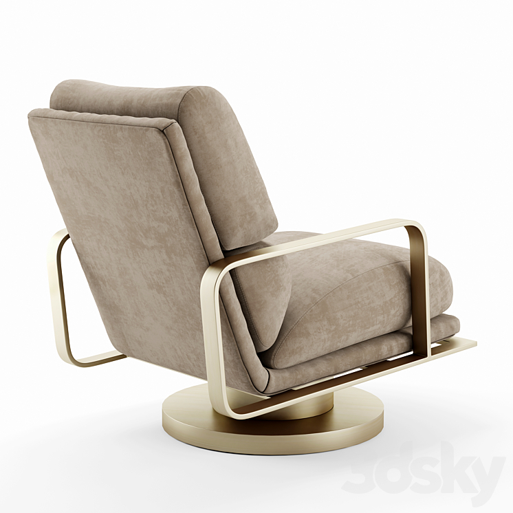 Leather Rocking Swivel Chair Restoration Hardware 3DS Max - thumbnail 2