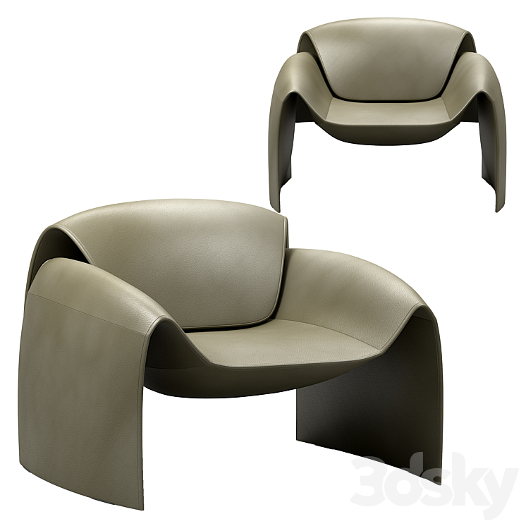 Leclub armchair 3DS Max Model - thumbnail 2