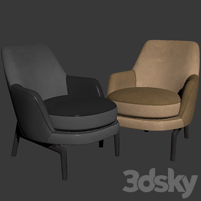 Leda Flexform Armchair Set 02 3DS Max Model - thumbnail 2