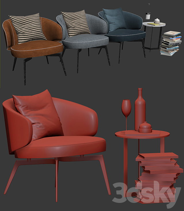 Lema Bice Armchair 3ds Max - thumbnail 2