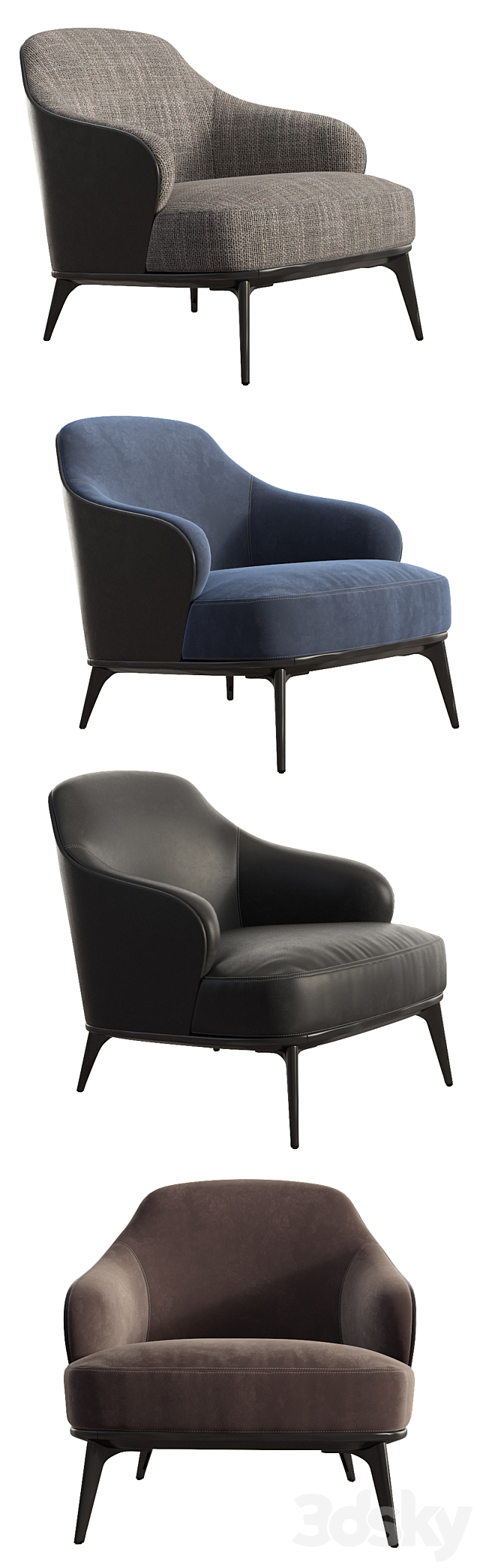 Leslie Armchair Minotti 3ds Max - thumbnail 2