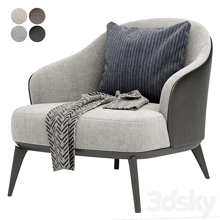 LESLIE ARMCHAIRS By Minotti 3DS Max Model - thumbnail 2