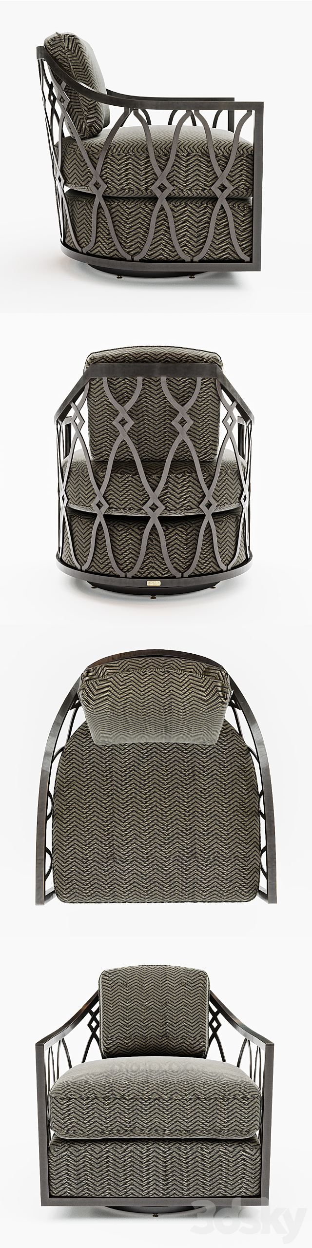 Lexingtone Swivel chair 3ds Max - thumbnail 2