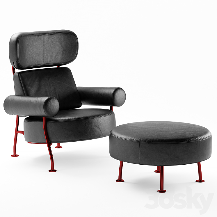 Ligne Roset Astair armchair and puff 3DS Max - thumbnail 1