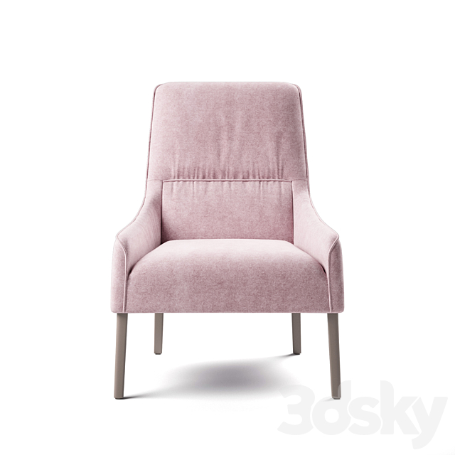 Ligne Roset Long Island armchair footstool 3ds Max - thumbnail 2