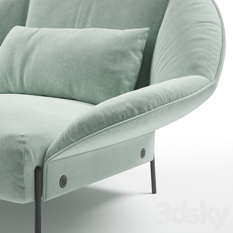 Ligne Roset Paipai armchair footstool 3DS Max - thumbnail 2