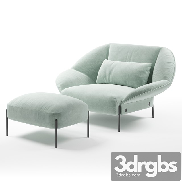 Ligne roset paipai armchair footstool 3dsmax Download - thumbnail 1