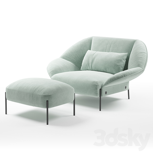 Ligne Roset Paipai armchair. footstool 3DSMax File - thumbnail 1