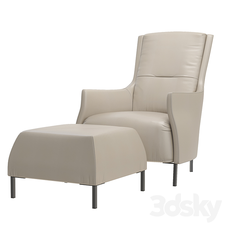 Ligne roset Riga Armchair High Back 3DS Max Model - thumbnail 1