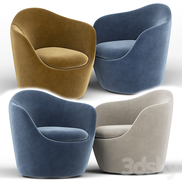 Lina swivel chair 3DS Max - thumbnail 2