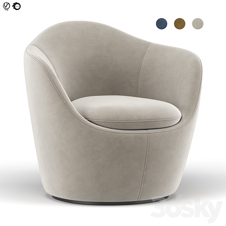 Lina swivel chair 3DS Max - thumbnail 1