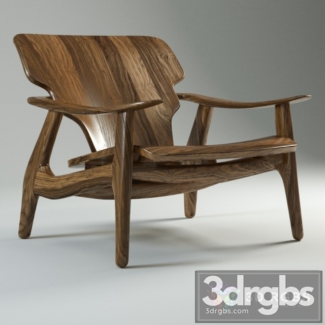 Linbrasil Walnut Armchair 3dsmax Download - thumbnail 1