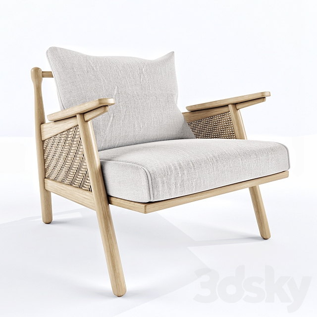 Linen cane chair 3DSMax File - thumbnail 2