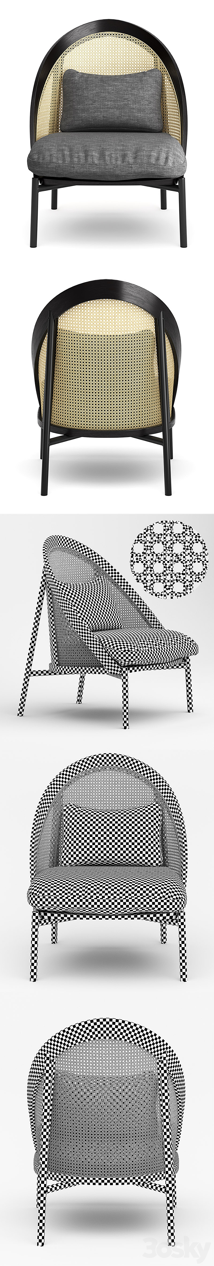 Loïe Gebrüder Thonet Vienna Lounge Chair 3DS Max - thumbnail 2