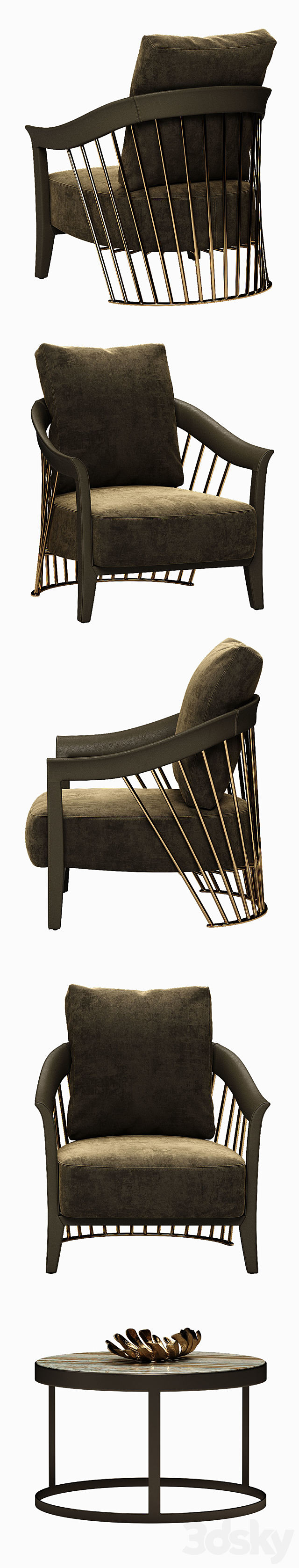 Longhi Dorothy armchair 3DS Max Model - thumbnail 2